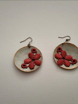 Handmade earrings with lace in silver and gold color