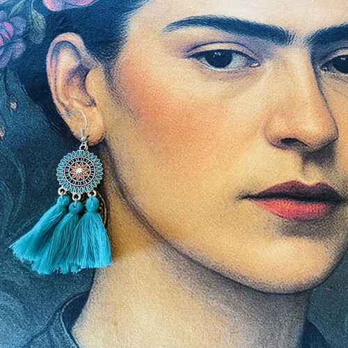 Boho handmade earrings set new, light turquoise color