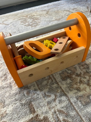 Classic World wooden toolbox used with tools