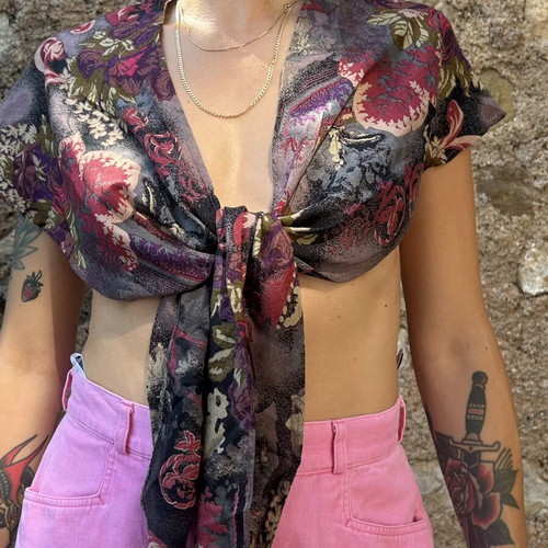 Floral Scarf Wrap Top multicolor like new