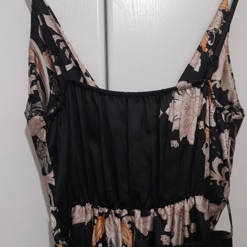 Summer dress like new, black with gold and bronze details, one size