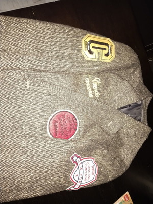 Scotch retro jacket with patches like new, brown, sizes L XL