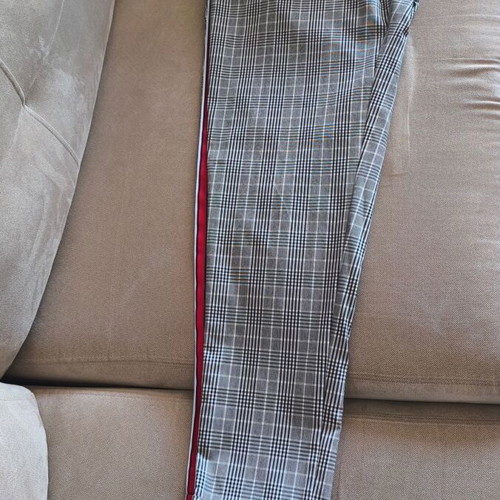 Checked Summer Pants with Red Stripe size Small like new