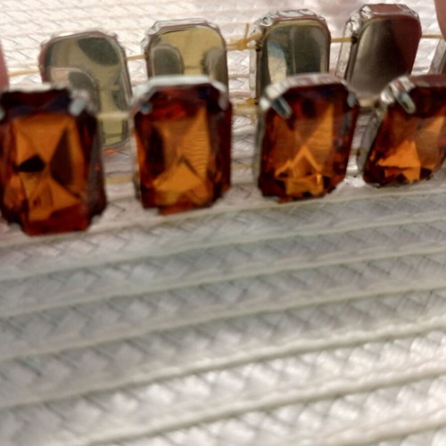 Women's bracelet with large polyhedral inserts, like new, cognac shade