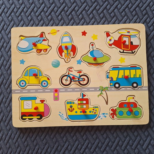 Wooden puzzles set of 4 used with fishing magnets
