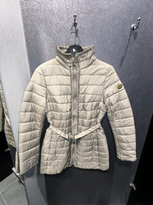 Puffer jacket By Paprika in nude/beige with ruffle details, like new, size S