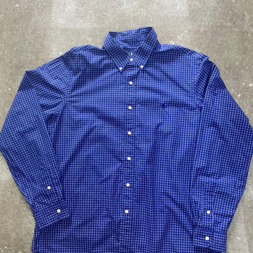 Ralph Lauren long sleeve shirt XL, dark blue white checked, dark blue pony