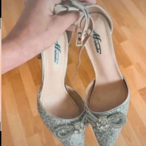 Silver beaded sandals size 39 with box and outfit gift