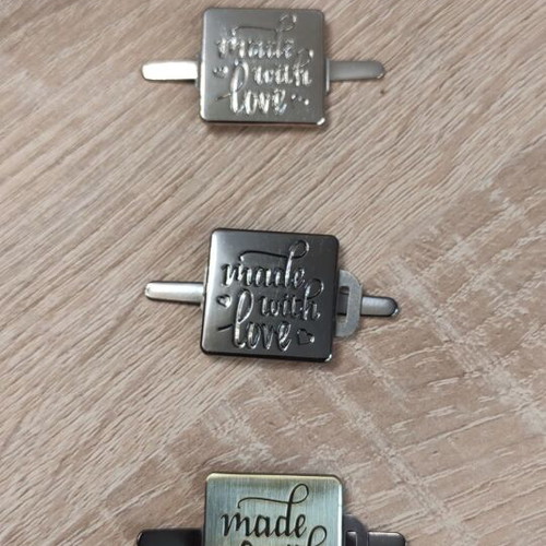 Decorative metal label with love new, bronze, black, nickel