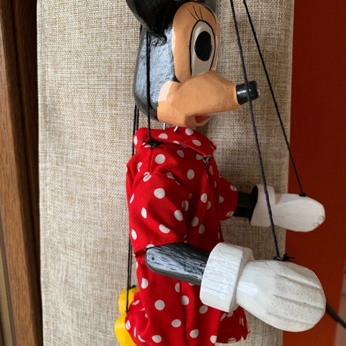 Mini Mouse wooden marionette new with dress