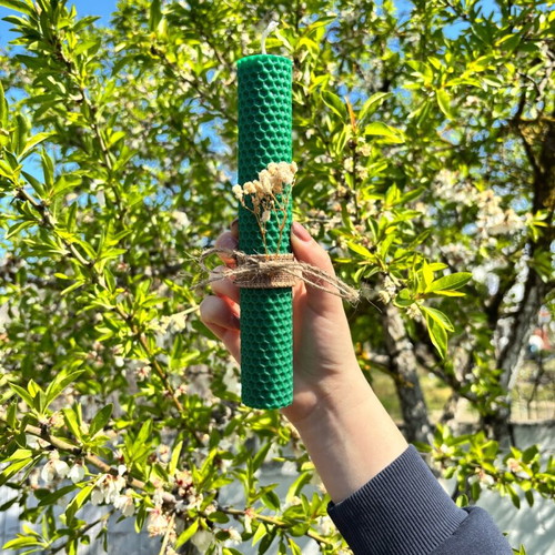 Handmade green candle new