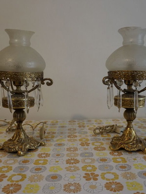 Vintage brass table lamps set used