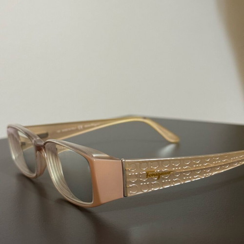 Salvatore Ferragamo glasses frame like new, beige and gold