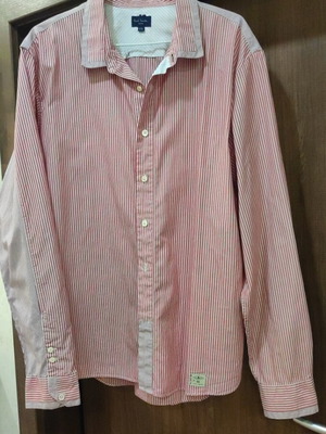 Women's long sleeve shirt, classic red and white stripes