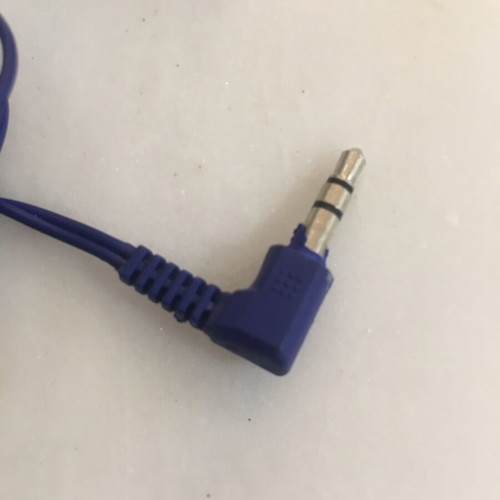 Blue earphones with mini-jack like new, soft synthetic sponge