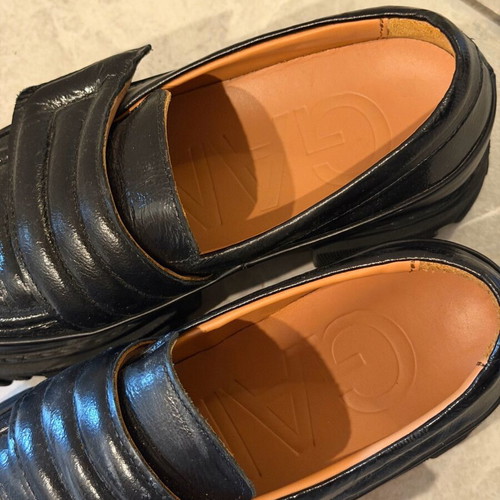 Leather moccasins Ganni size 37 like new, black