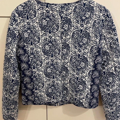 Sarah Lawrence Jacket 100% Viscose like new, white and blue, size small