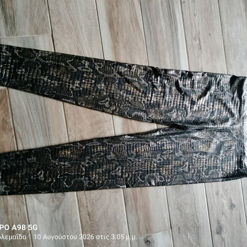 Satin shirt and leggings set with leopard details, new, black