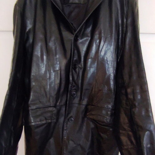 Genuine leather unisex coat XL black like new