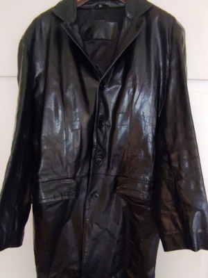Genuine leather unisex coat XL black like new