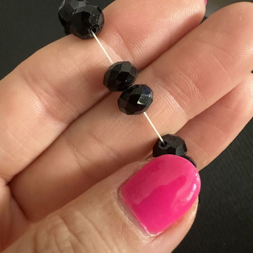 Black Elastic Bracelet with Faceted Crystal Beads like new