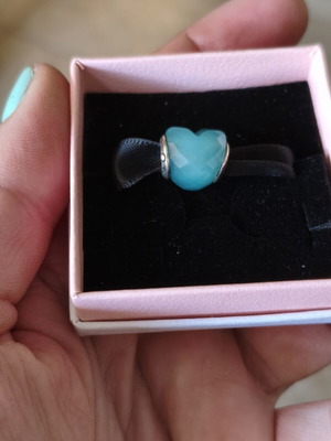 Pandora charm new turquoise heart Murano with diamond style cuts