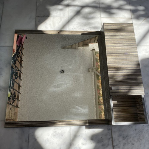 Bathroom furniture mirror with cabinet and shelf used, modern design