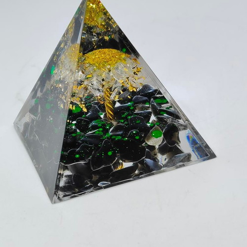 Orgonite Pyramid with Obsidian and Tree of Life