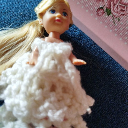 Doll with handmade dress new, 10 cm