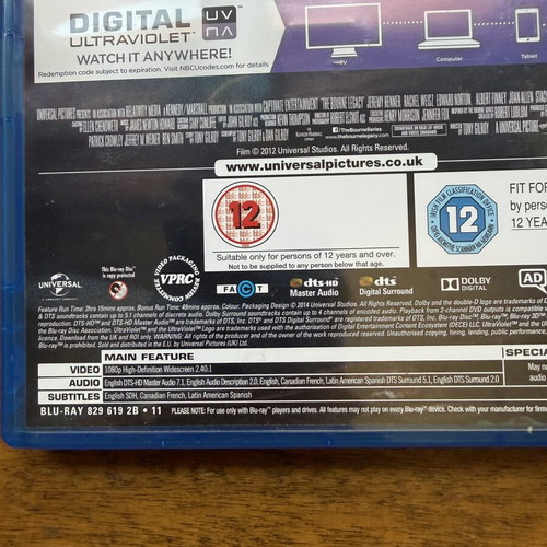 The Bourne Legacy Blu-Ray like new, English subtitles, no Greek