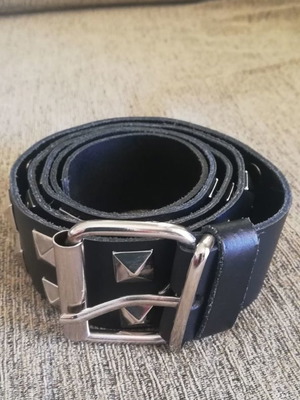 Leather belt new, black with studs 105×3.8
