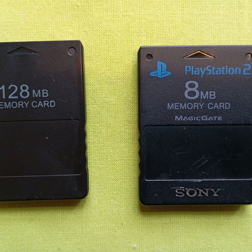 Sony PS2 memory cards, 8 MB and 128 MB, set of two