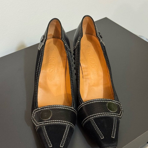 Tod’s pumps used, leather, size 38, black block heel