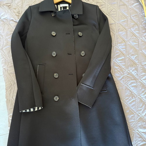 Motivi Lightweight Capardina Coat New, Black with White Stripes