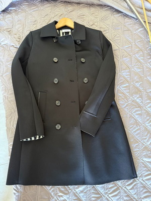 Motivi Lightweight Capardina Coat New, Black with White Stripes