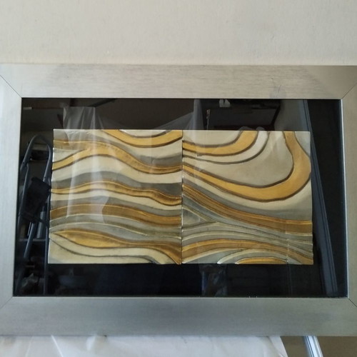 Wooden painting with silver patina used, internal decoration