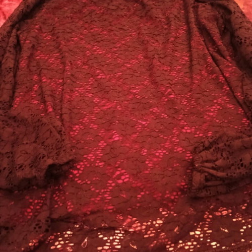 Lace blouse used, size XL, black and red