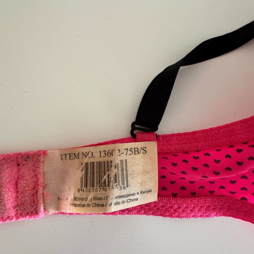 Pink polka dot bra like new with detachable strap size 75B