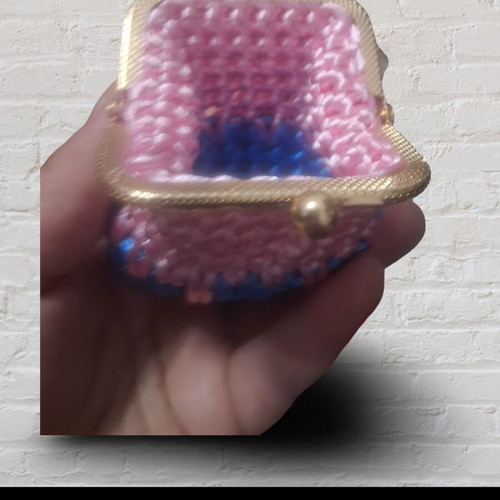 Small handmade knitted wallets, red and pink