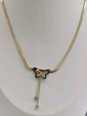 Steel necklace with butterfly new, gold-colored