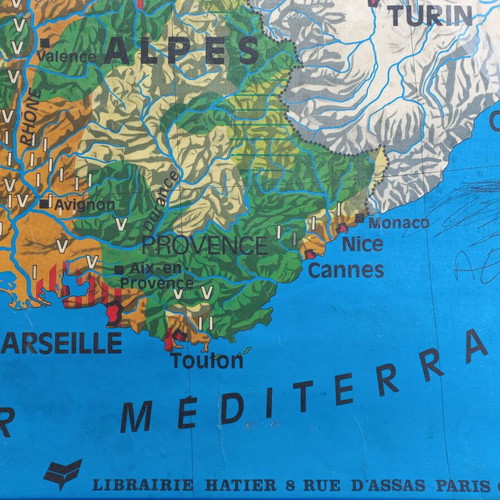 France map old used double-sided 100x124 cm