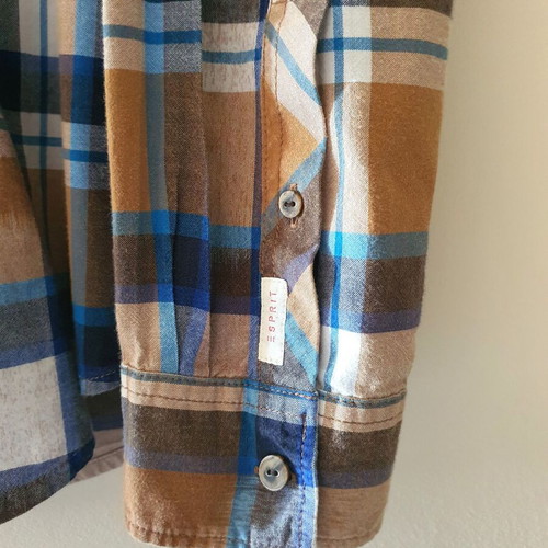 Esprit Slim Fit men's checked shirt like new, size L, 100% cotton