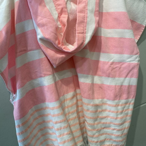 Beach poncho towel for girls 5-10 years, like new, white and pink