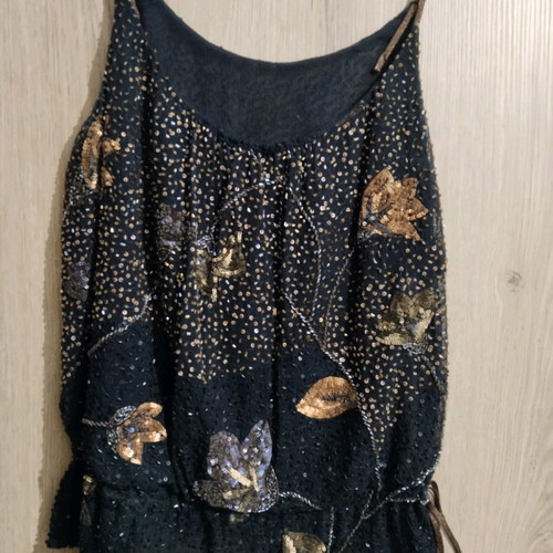 Embroidered top used, size small, black with beads and sequins
