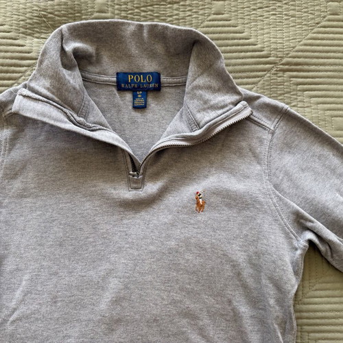 Polo Ralph Lauren Kids' Shirt With 1/4 Zipper Like New, Light Gray