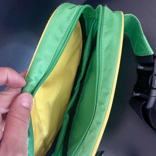 Columbia vintage waist bag 90s colorblock green and yellow like new