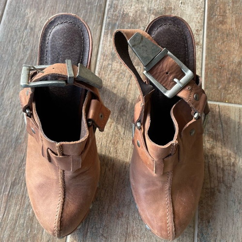 Mule shoes like new, brown, size 38, leather heels