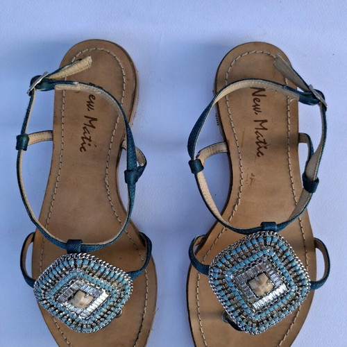 Leather sandals New Matie made in Italy size 37 like new, turquoise