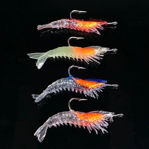 Fishing Shrimp Lures Set of 4 New with Hooks