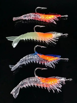 Fishing Shrimp Lures Set of 4 New with Hooks